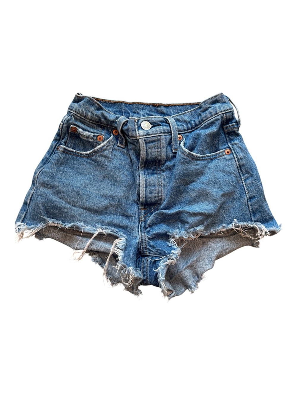 Levi’s 501 High-Rise Distressed Denim Shorts - Blue